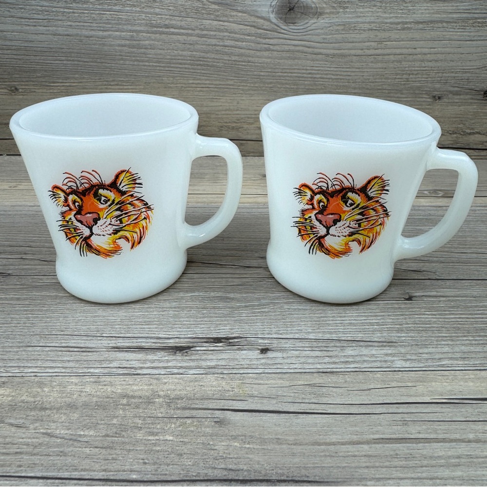 Fire King Milk Glass Advertising Tiger Mug
From Esso Gas No Fading Set of 2